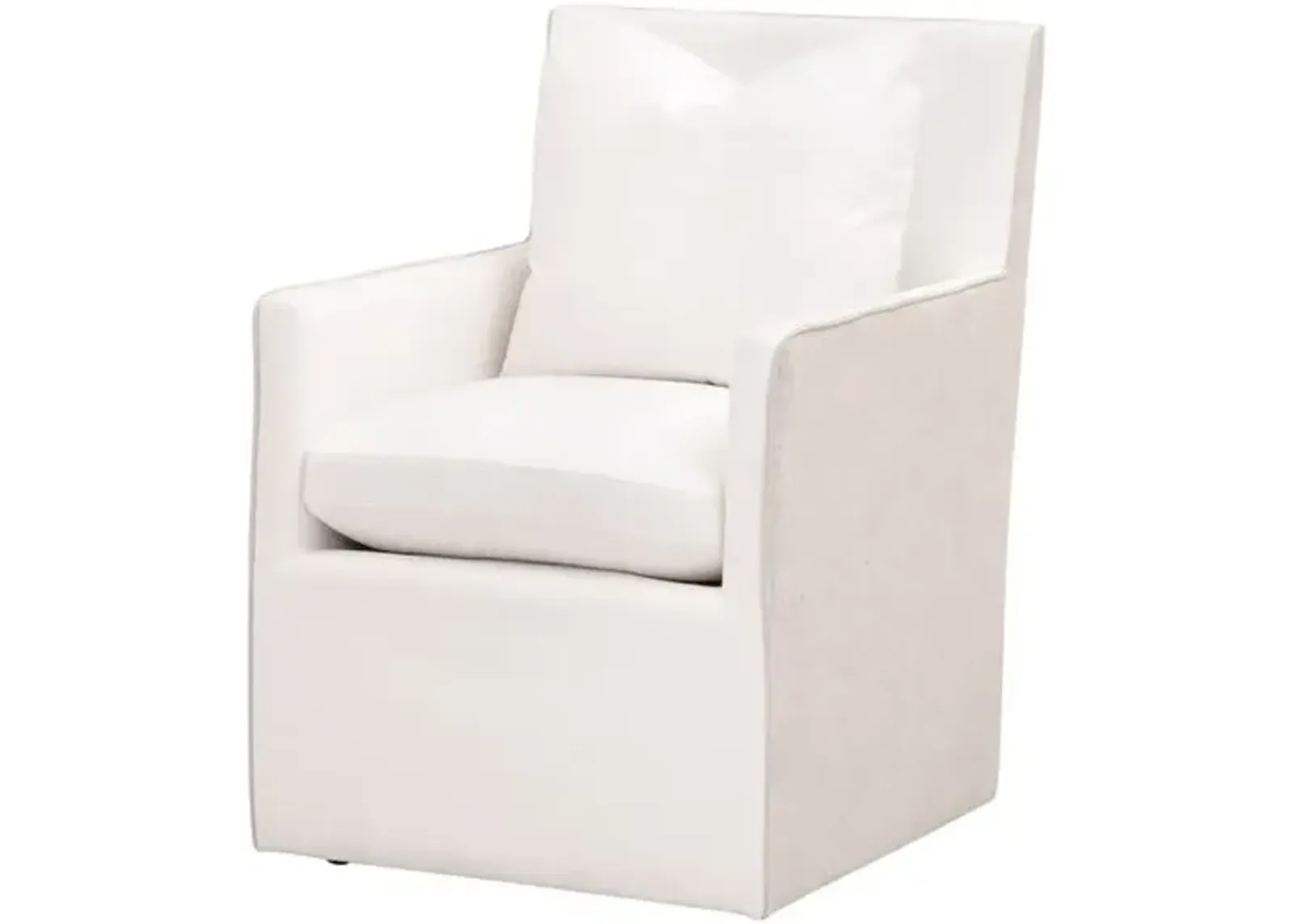 Julianna 2-Tone Armchair with Casters - Pearl/Bisque Linen Performance - White