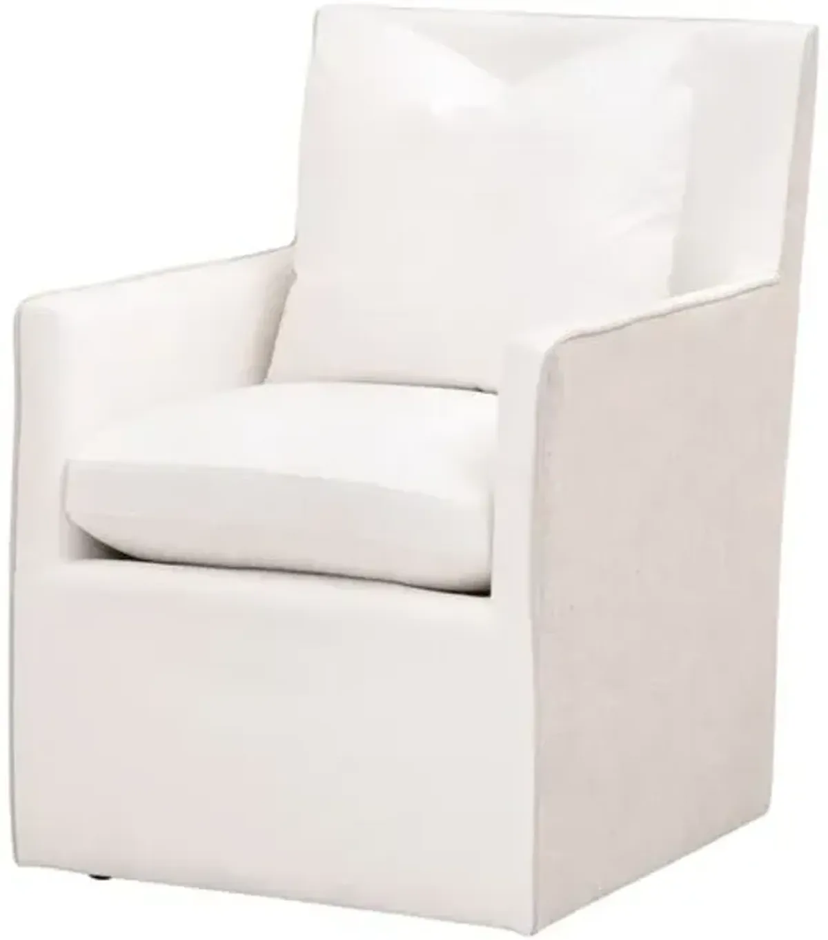 James 2-Tone Armchair with Casters - Pearl/Bisque Linen Performance - White