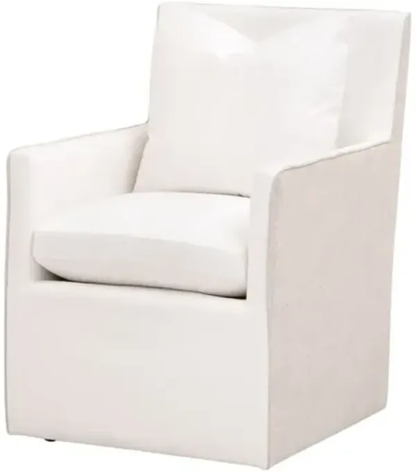 Julianna 2-Tone Armchair with Casters - Pearl/Bisque Linen Performance - White
