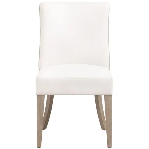 Set of 2 Juliana 2-Tone Dining Side Chairs - Pearl/Bisque Linen Performance - White