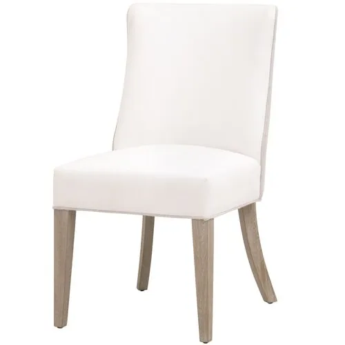 Set of 2 Juliana 2-Tone Dining Side Chairs - Pearl/Bisque Linen Performance - White