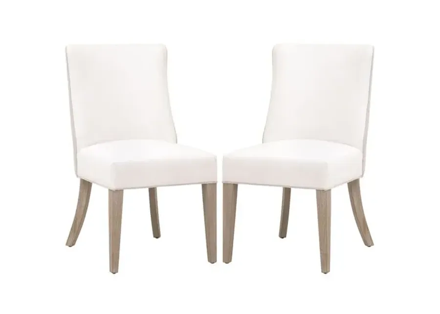 Set of 2 Juliana 2-Tone Dining Side Chairs - Pearl/Bisque Linen Performance - White