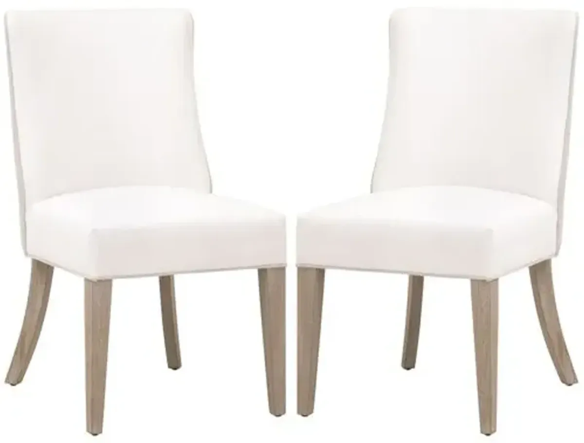 Set of 2 Juliana 2-Tone Dining Side Chairs - Pearl/Bisque Linen Performance - White