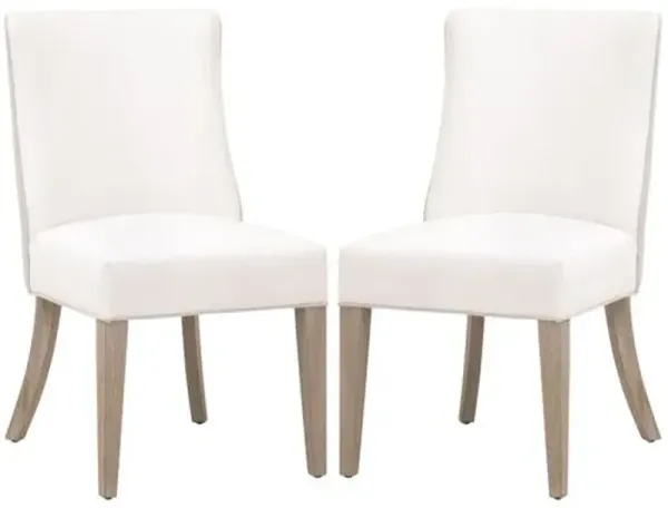 Set of 2 Julianna 2-Tone Dining Side Chairs - Pearl/Bisque Linen Performance - White