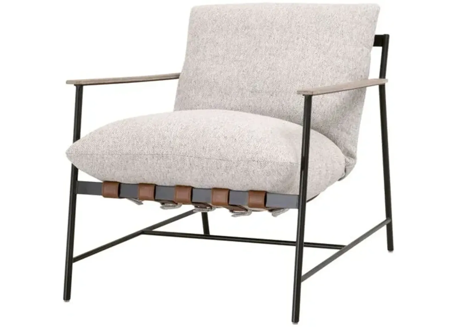 Barkley Club Chair - Grey/Chestnut Leather/Black Iron