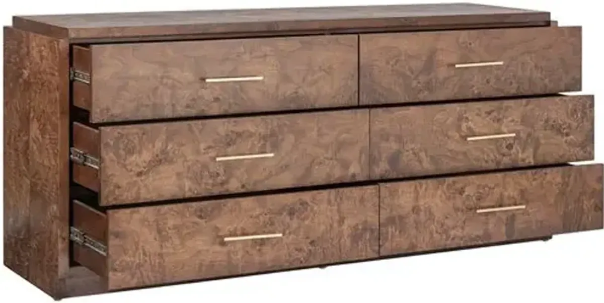 Jackson Burl 6-Drawer Dresser - Tulsi Home - Brown