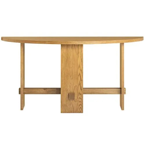 Federico Demilune Oak Console Table - Honey - Tulsi Home - Brown