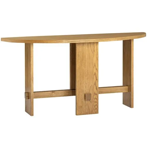 Federico Demilune Oak Console Table - Honey - Tulsi Home - Brown