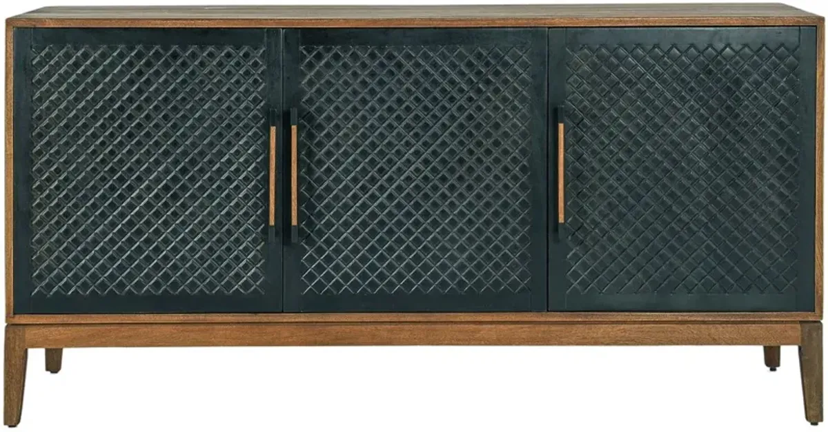 Tate 3-Door Cabinet, Brown/Black