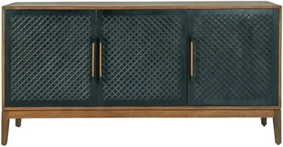 Tate 3-Door Cabinet - Brown/Black - Tulsi Home
