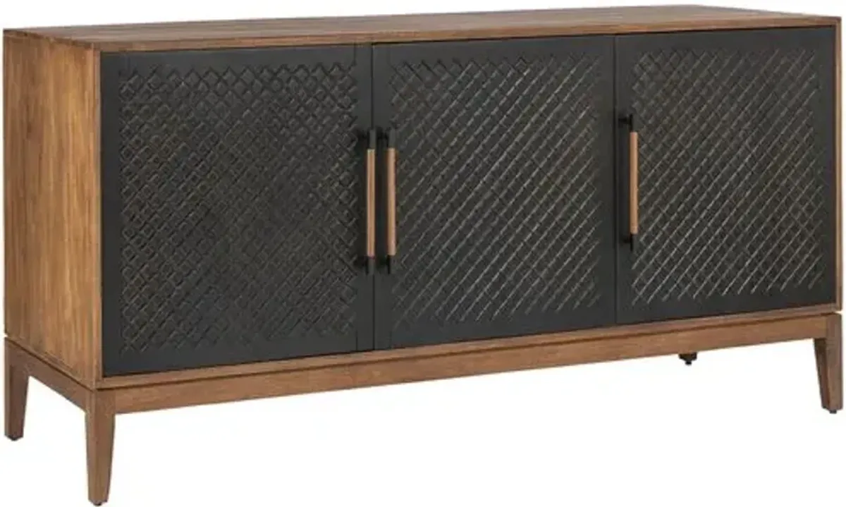 Tate 3-Door Cabinet - Brown/Black - Tulsi Home