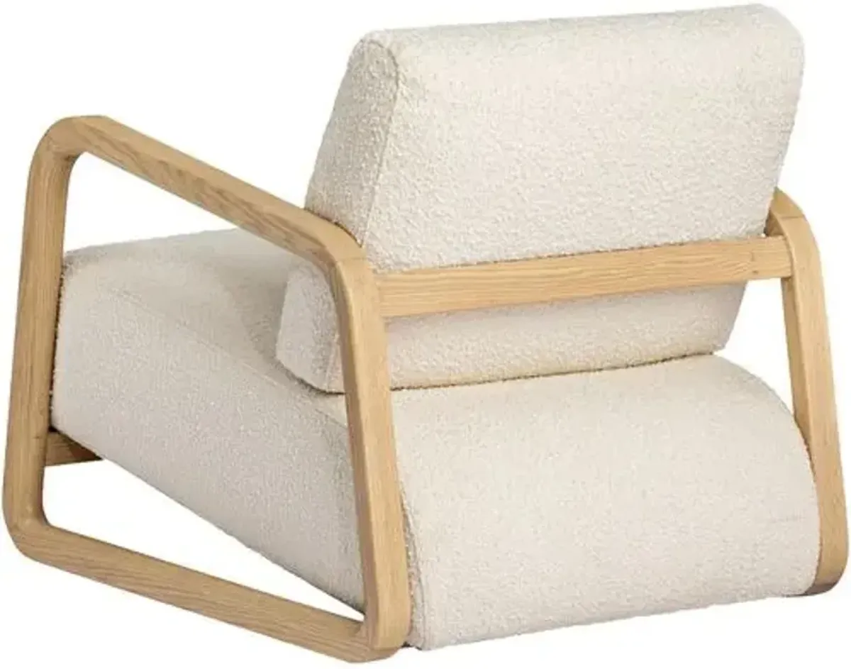 Nolan Lounge Chair - Natural/Ivory Boucle - Tulsi Home - Brown