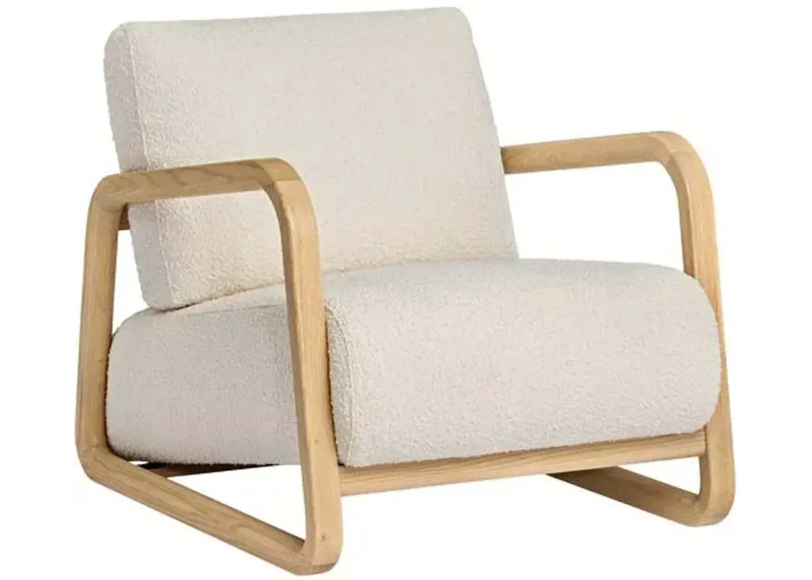 Nolan Lounge Chair - Natural/Ivory Boucle - Tulsi Home - Brown