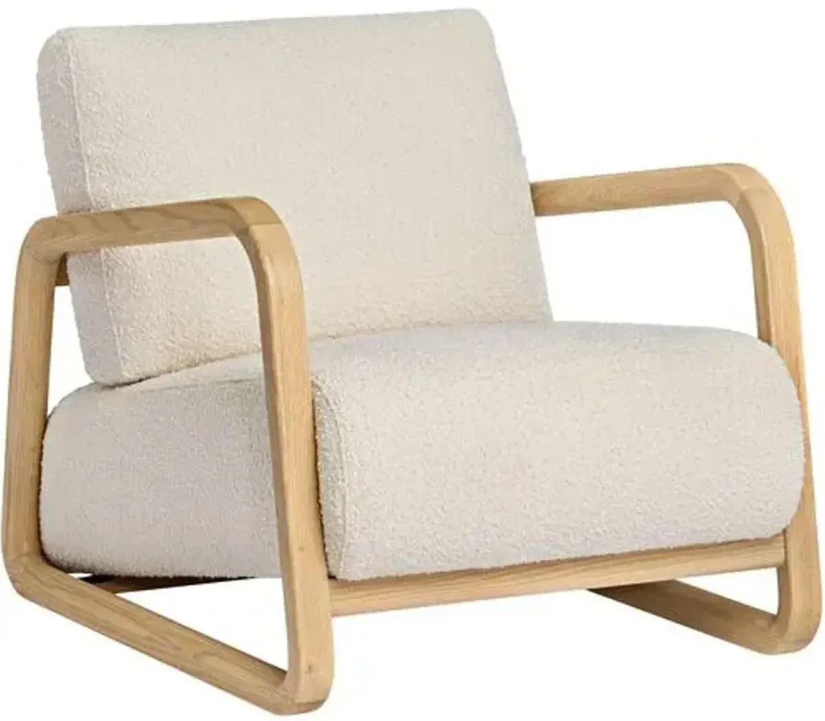 Nolan Lounge Chair - Natural/Ivory Boucle - Tulsi Home - Brown