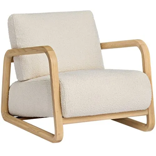 Nolan Lounge Chair - Natural/Ivory Boucle - Tulsi Home - Brown