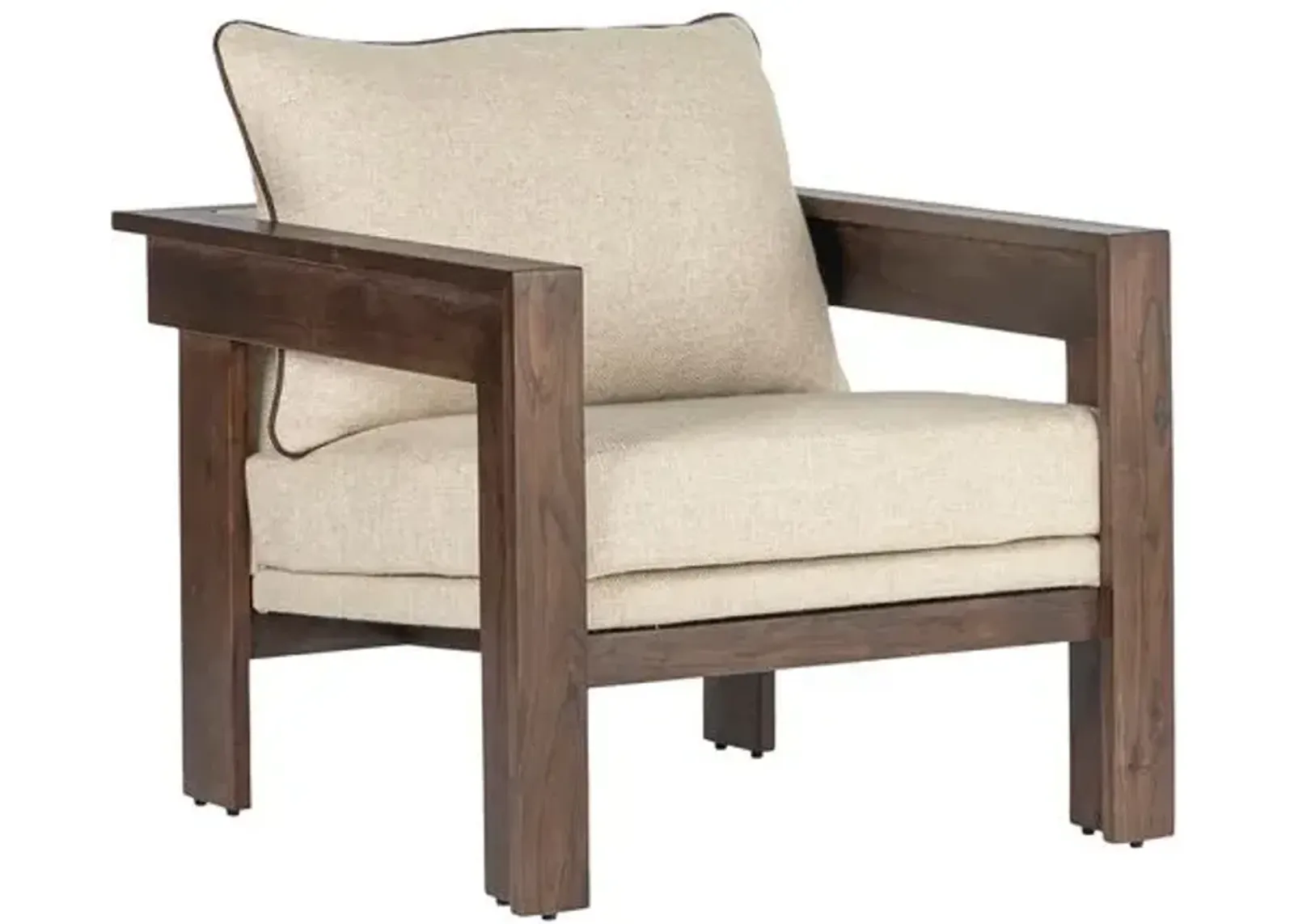 Federico Occasional Armchair - Walnut/Natural Linen - Tulsi Home - Brown