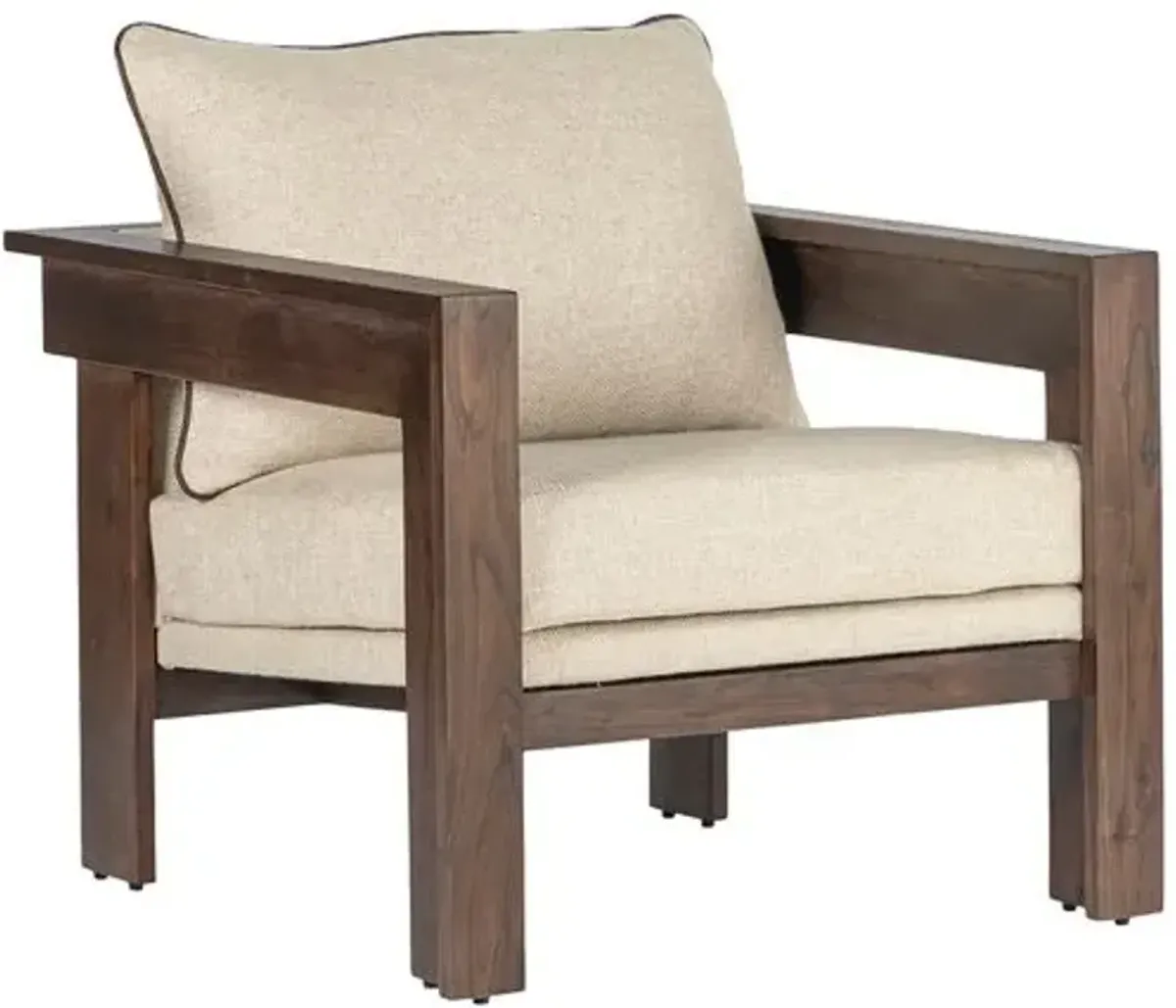 Federico Occasional Armchair - Walnut/Natural Linen - Tulsi Home - Brown