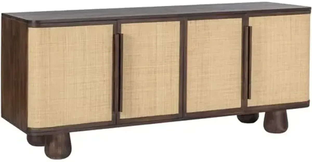 Greyson Buffet Cabinet - Dark Brown/Natural - Tulsi Home