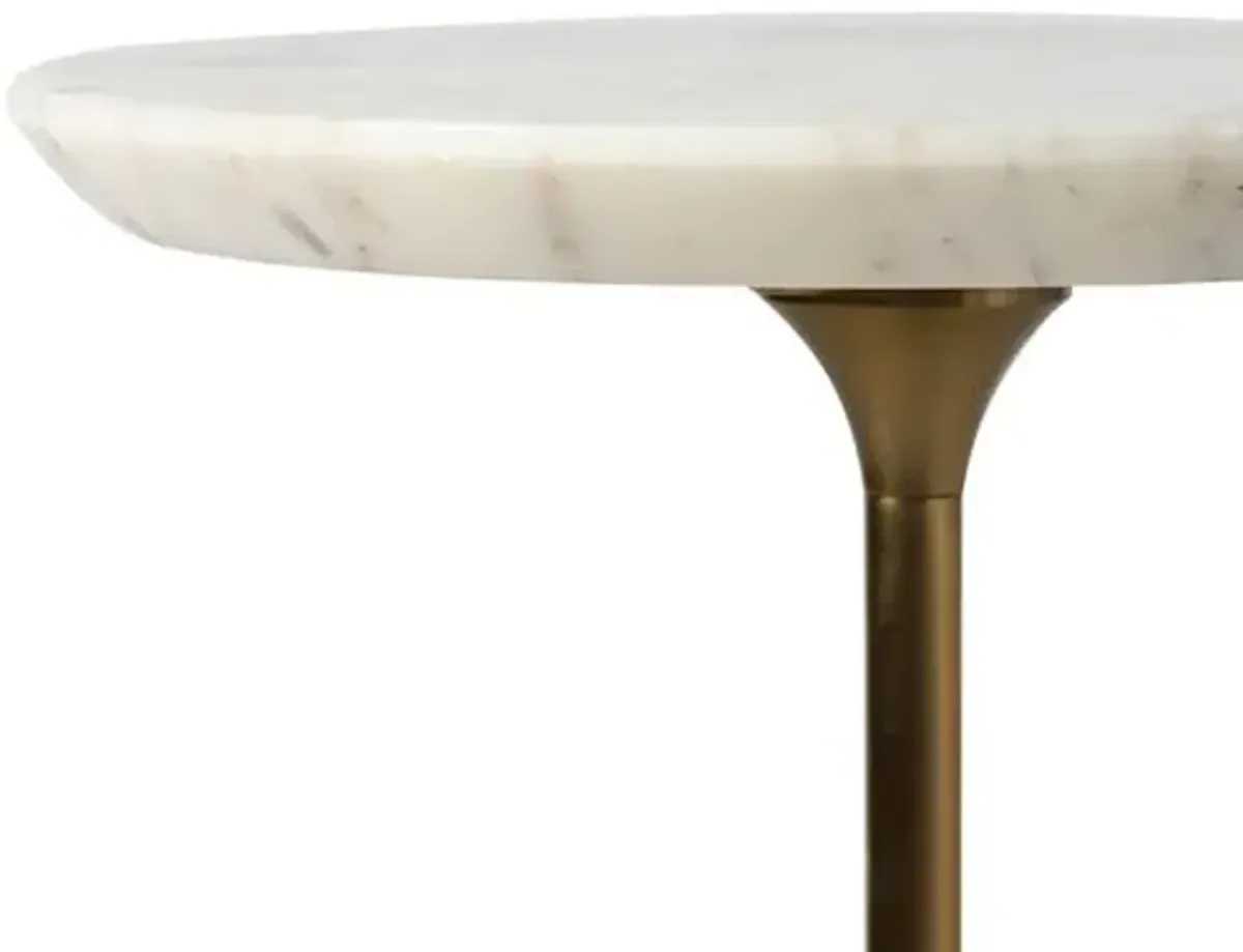 Posie Marble Drink Table - White/Grey - Tulsi Home