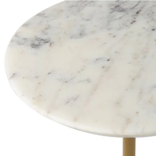 Posie Marble Drink Table - White/Grey - Tulsi Home