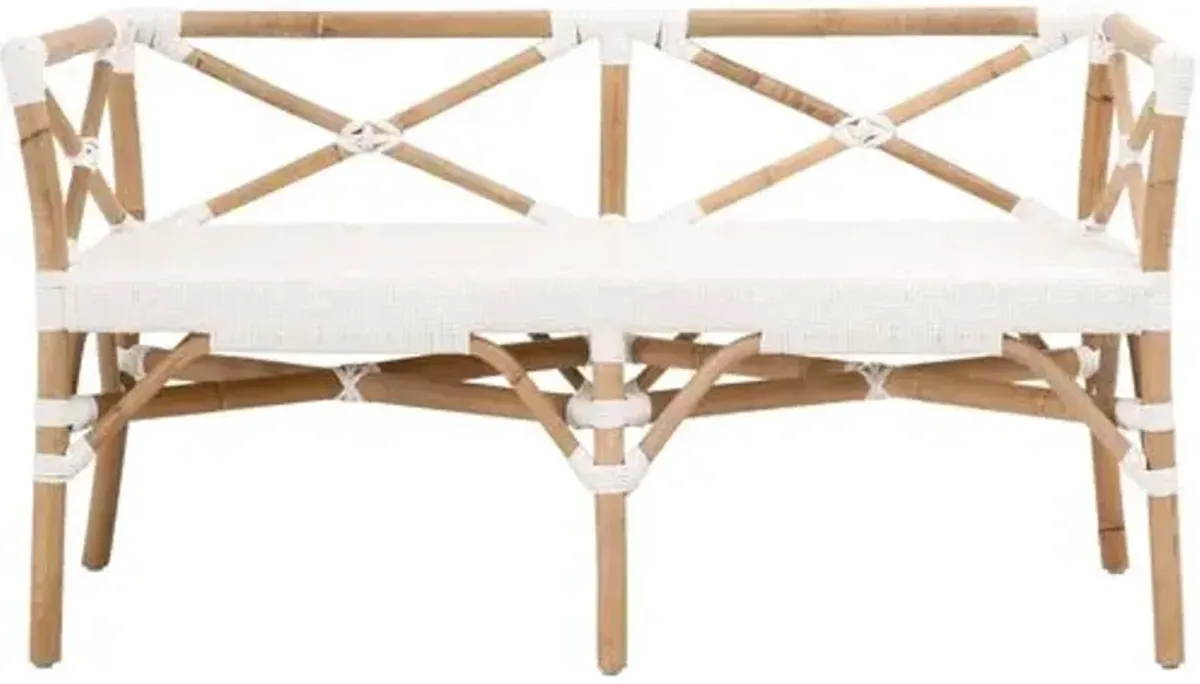 Cayman Rattan Bench - Natural/White