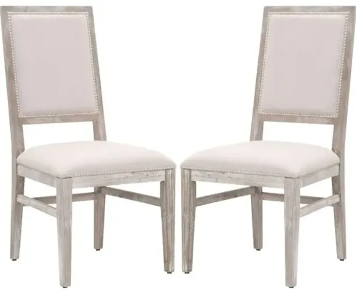 Set of 2 Dorinda Dining Chairs - Stone Linen/Natural Grey - Gray