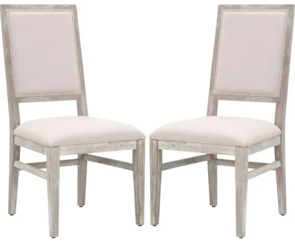 S/2 Dorinda Dining Chairs, Stone Linen/Natural Grey