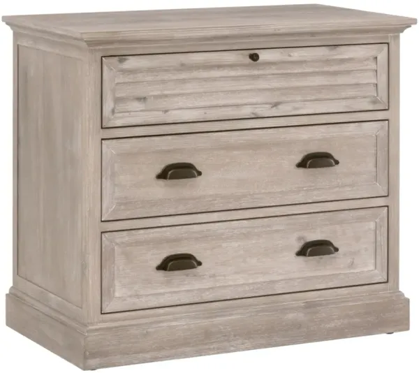 August 3-Drawer Nightstand, Natural Gray Acacia