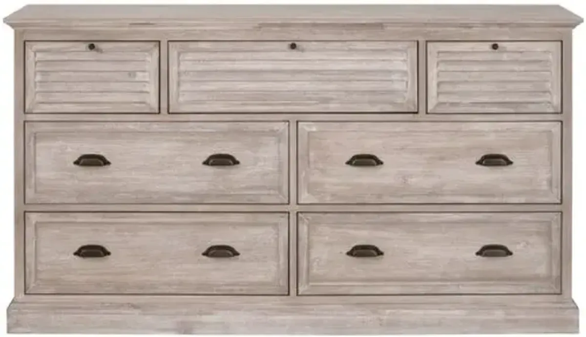 August 7-Drawer Media Dresser - Natural Gray Acacia - Brown