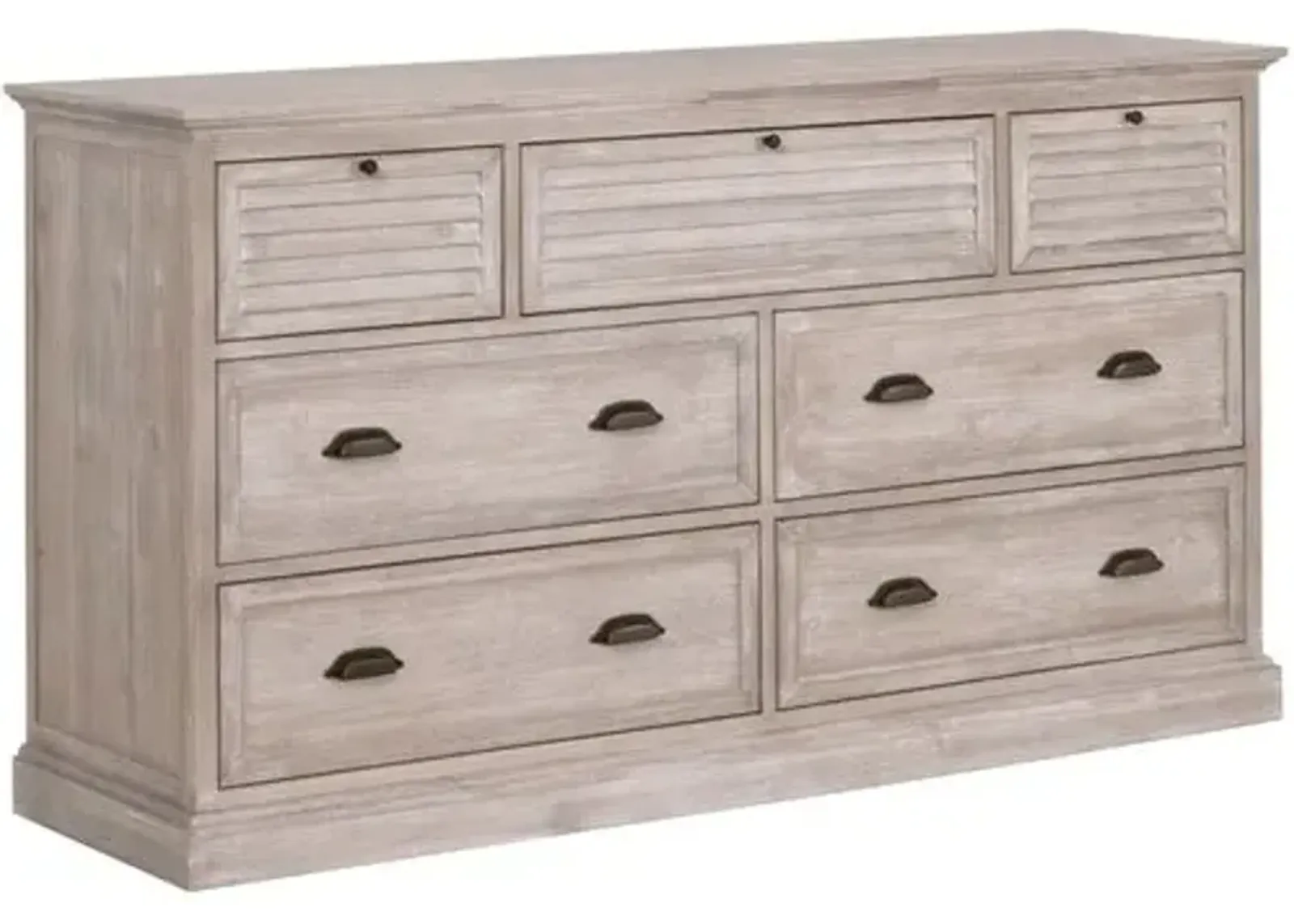 August 7-Drawer Media Dresser - Natural Gray Acacia - Brown