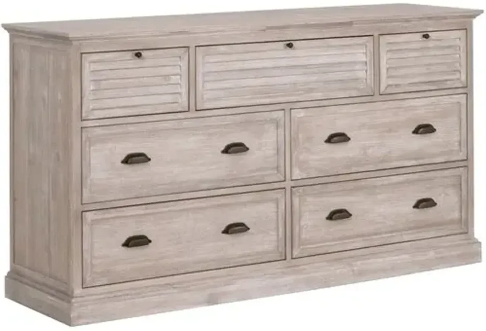 August 7-Drawer Media Dresser - Natural Gray Acacia - Brown