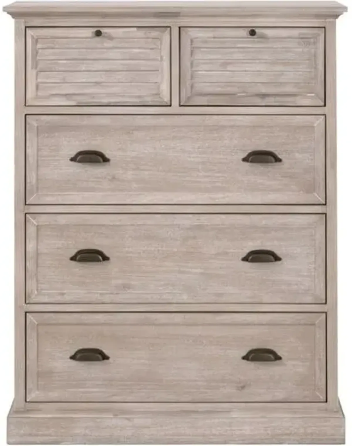 August 5-Drawer High Chest - Natural Gray Acacia - Brown