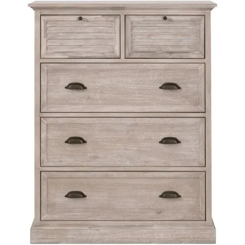 August 5-Drawer High Chest - Natural Gray Acacia - Brown