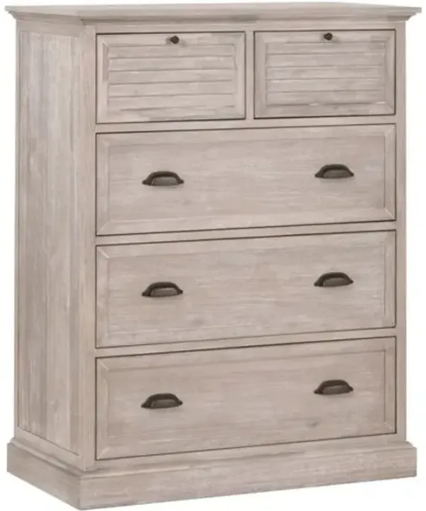 August 5-Drawer High Chest - Natural Gray Acacia - Brown