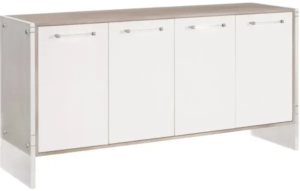 Ragen Shagreen Media Sideboard, Pearl/Natural