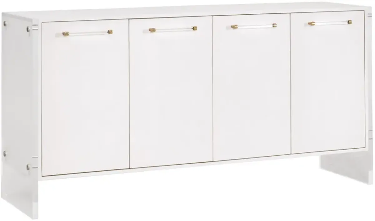 Regan Shagreen Media Sideboard - Pearl/Lucite - White