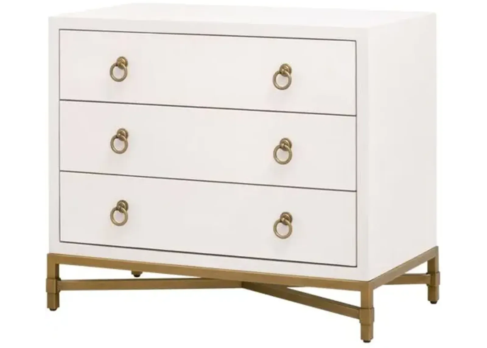 Sophia Shagreen 3-Drawer Nightstand - Pearl/Brushed Gold