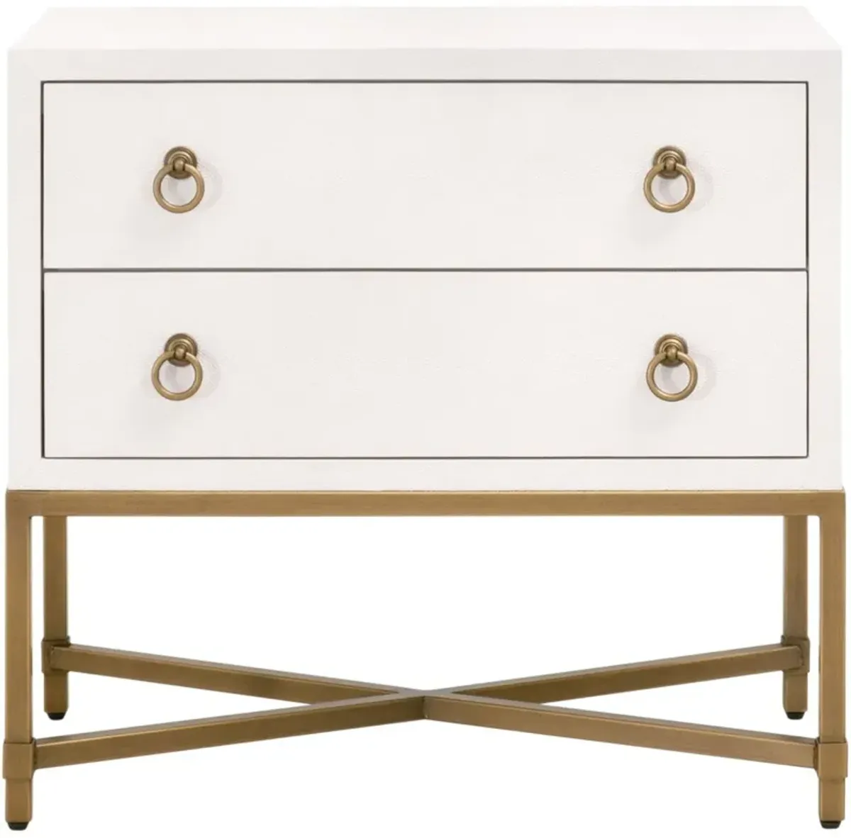 Strand Faux-Shagreen 2-Drawer Nightstand, Pearl/Brushed Gold