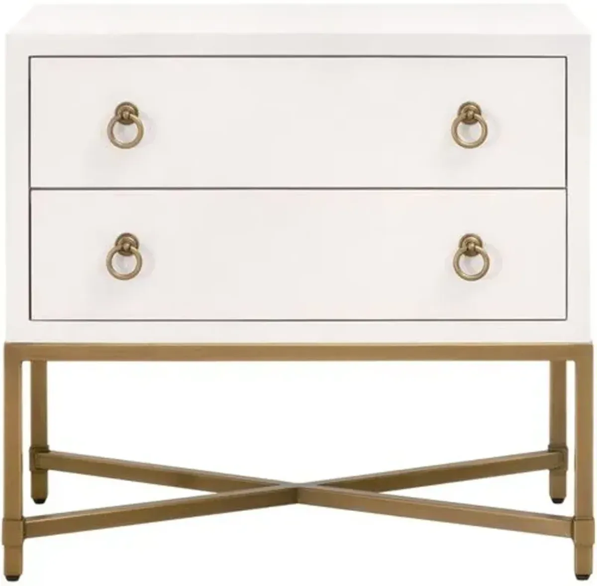 Sophia Shagreen 2-Drawer Nightstand - Pearl/Brushed Gold