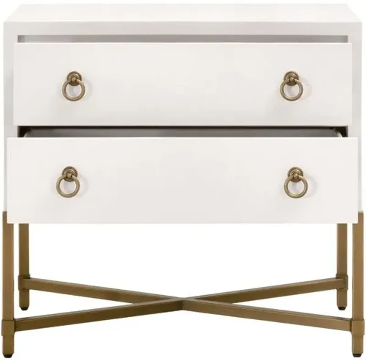 Sophia Shagreen 2-Drawer Nightstand - Pearl/Brushed Gold