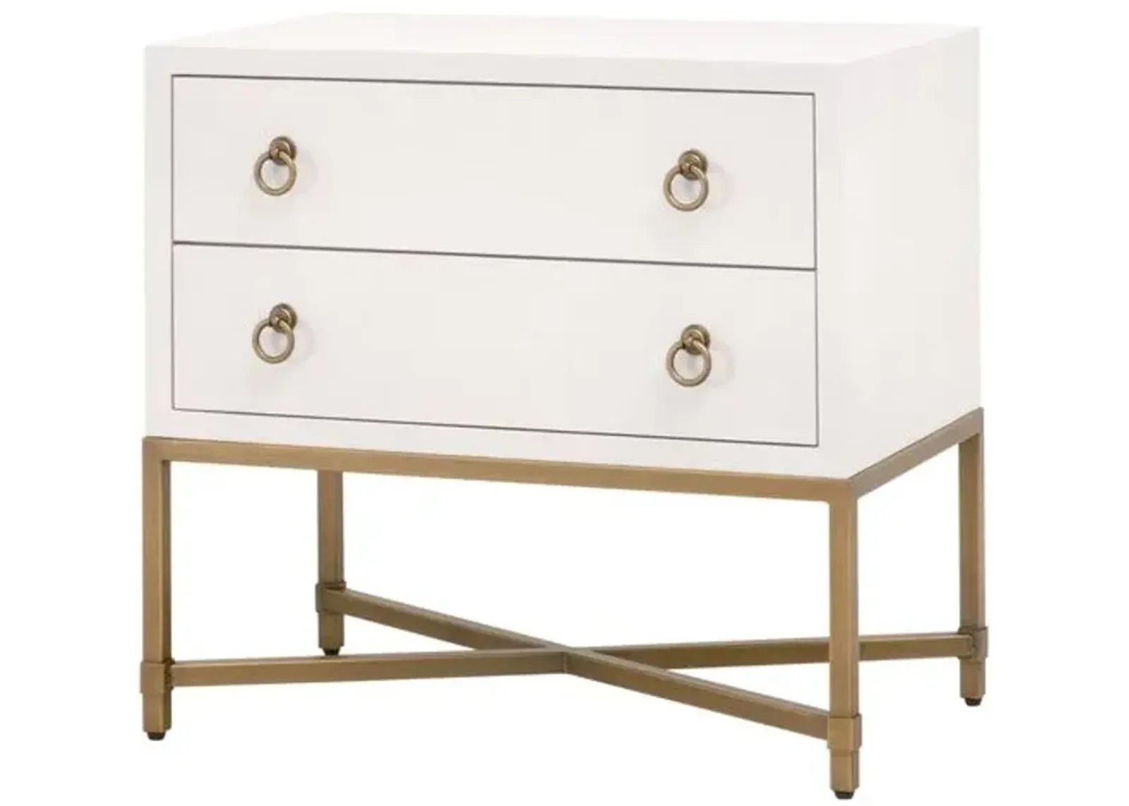 Sophia Shagreen 2-Drawer Nightstand - Pearl/Brushed Gold