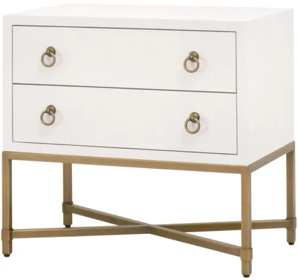 Sophia Shagreen 2-Drawer Nightstand, Pearl/Brushed Gold
