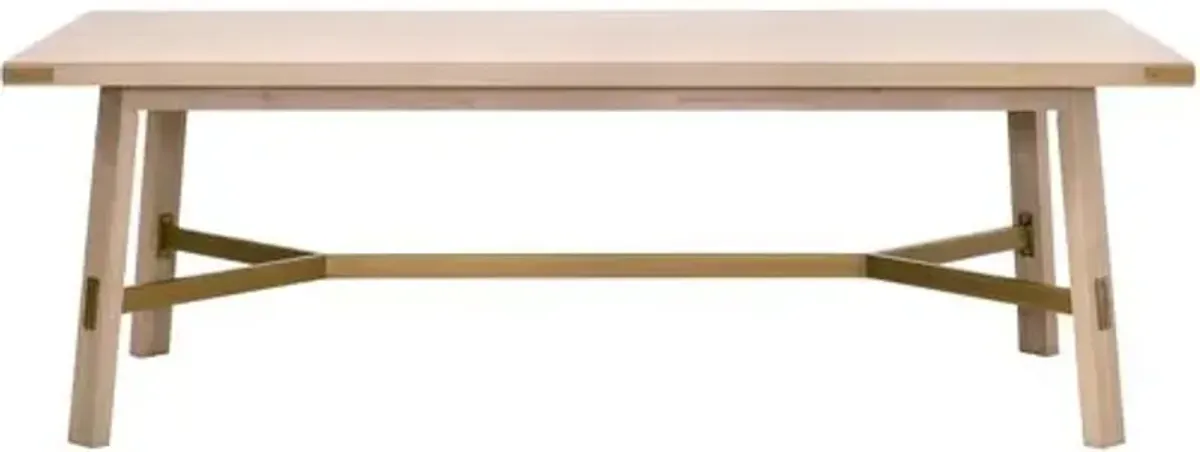 Lilou 90" Rectangular Dining Table - Light Honey Oak/Brushed Gold