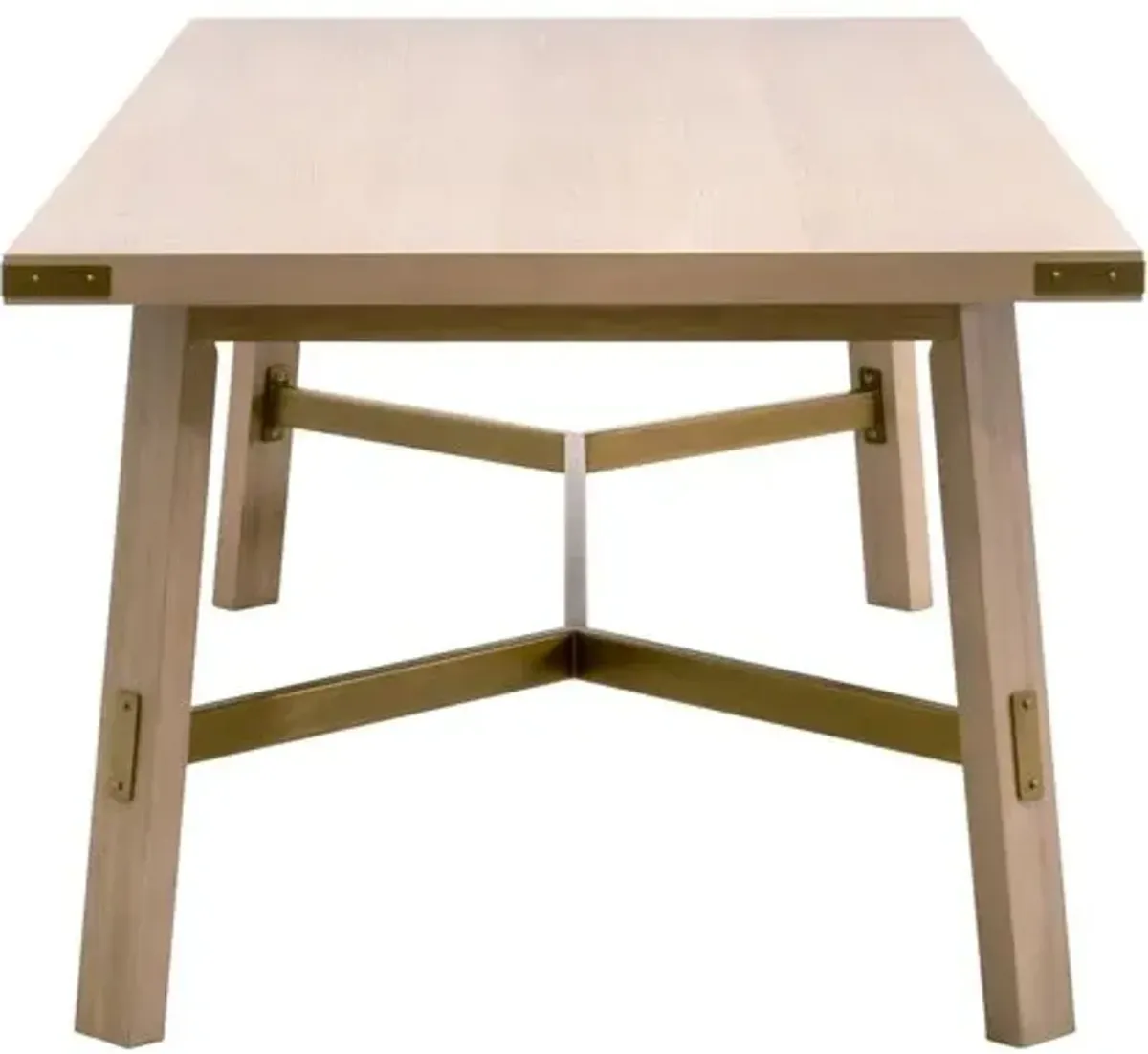 Lilou 90" Rectangular Dining Table - Light Honey Oak/Brushed Gold