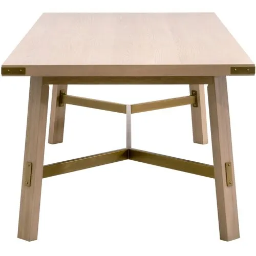 Lilou 90" Rectangular Dining Table - Light Honey Oak/Brushed Gold