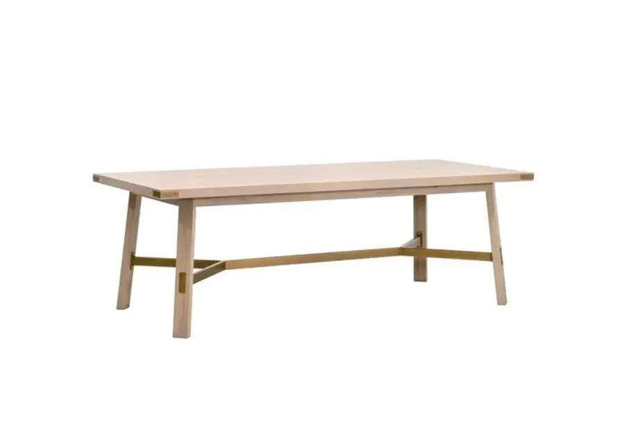 Lilou 90" Rectangular Dining Table - Light Honey Oak/Brushed Gold