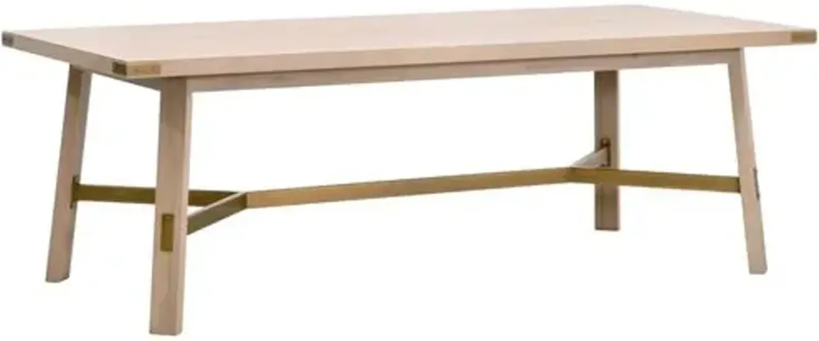 Lilou 90" Rectangular Dining Table - Light Honey Oak/Brushed Gold