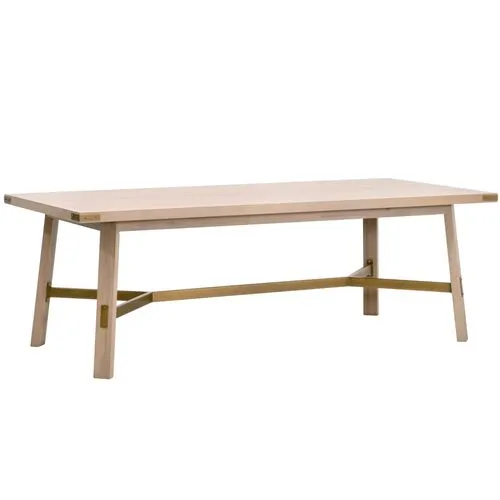 Lilou 90" Rectangular Dining Table - Light Honey Oak/Brushed Gold