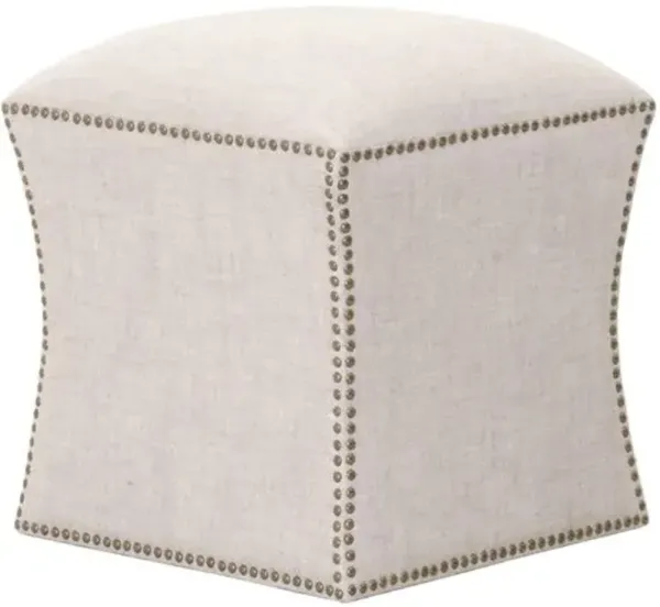 Darci Ottoman - Bisque French Linen - Brown