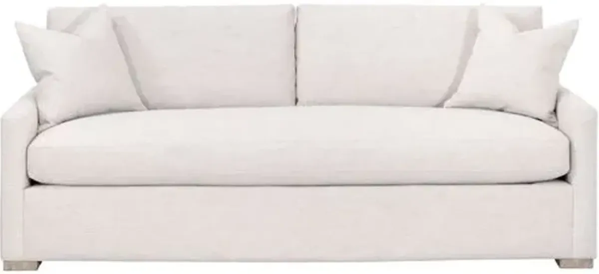 Remy 86" Slim Arm Queen Sleeper Sofa - Performance Stone Basketweave